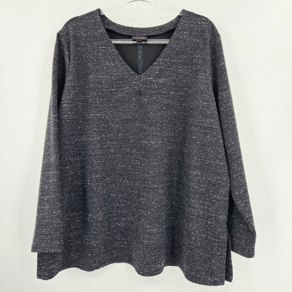 J. Jill Wearever Collection Ponte Long Sleeve Top Womens Size XL Charcoal V Neck